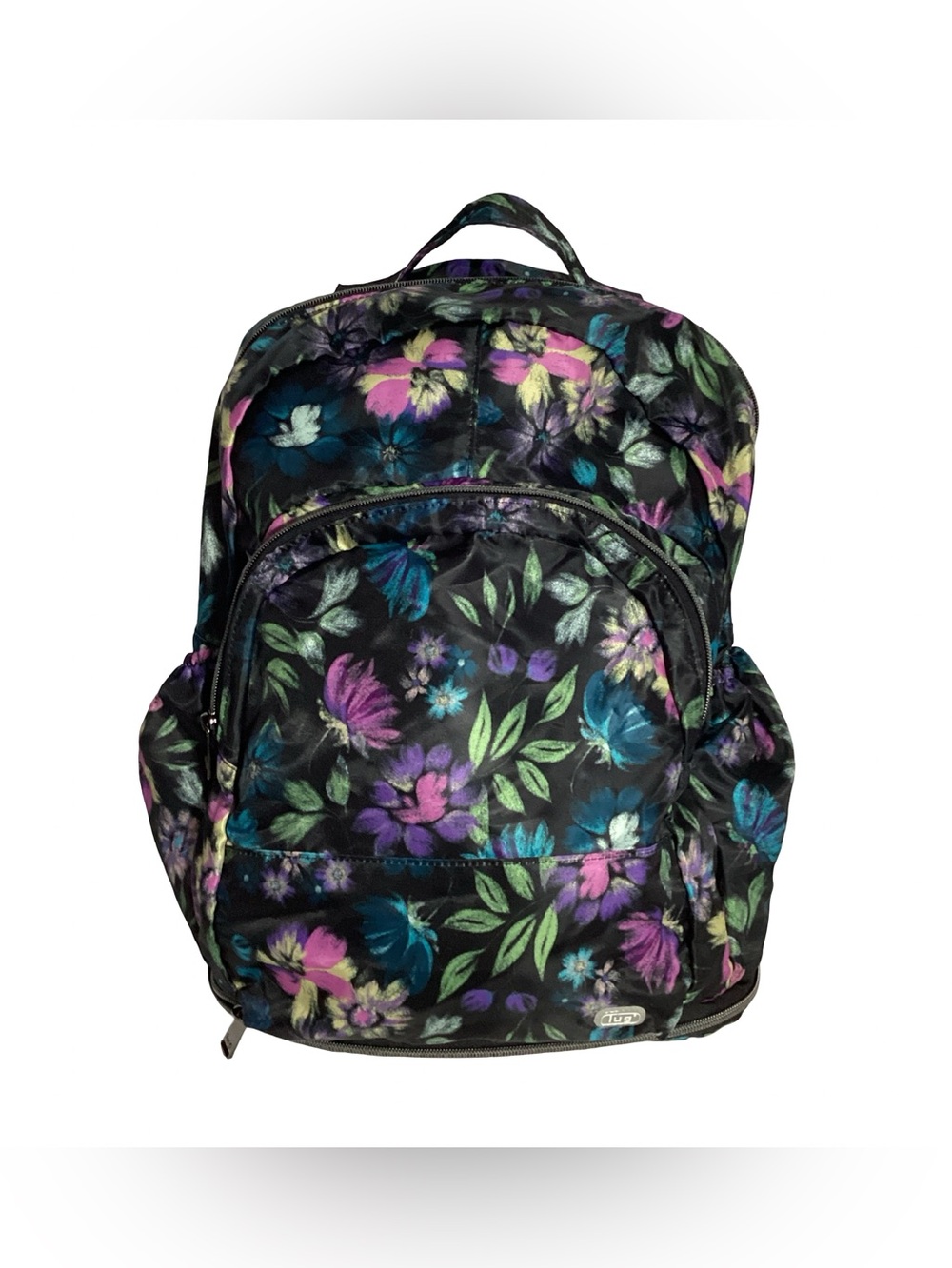 Lug Black Floral Bloom Echo Packable SE Nylon Large Backpack Bag EUC